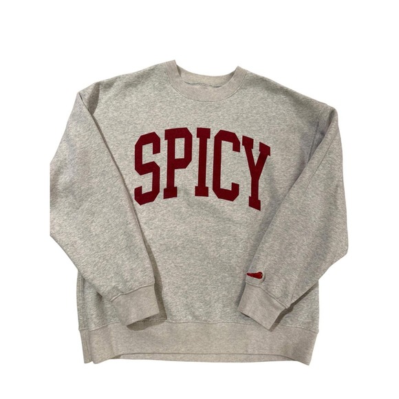 Abercrombie & Fitch Spicy Graphic Sweatshirt Grey Burgundy Chili Pepper Medium